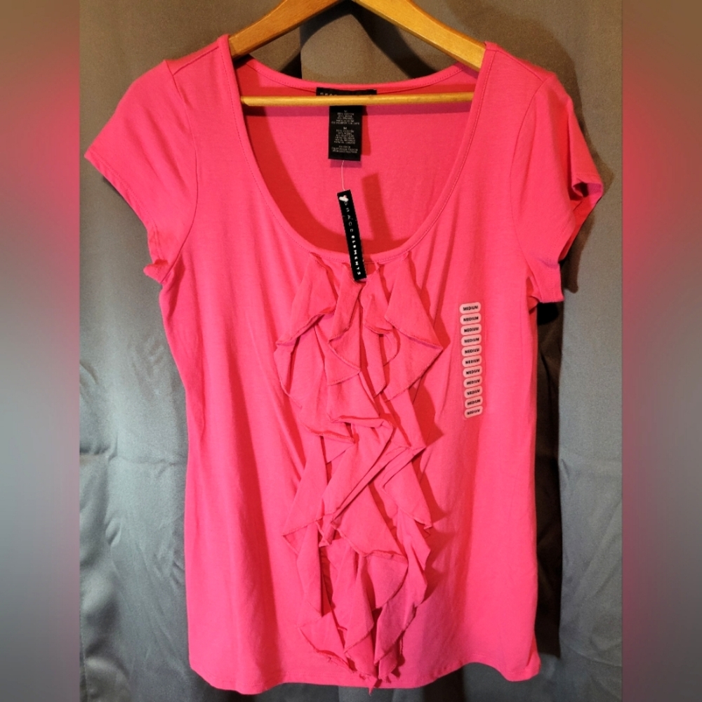 NWT Grace Elements Pink Ruffled Women's Top Size M